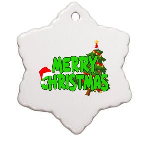 Merry Christmas Festive Holiday Ceramic Star Ornament