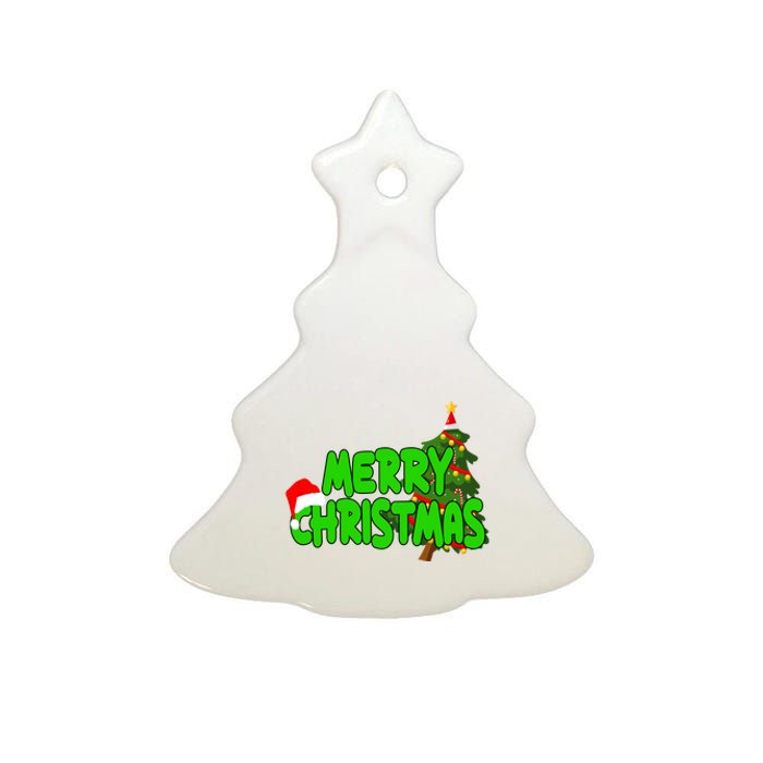 Merry Christmas Festive Holiday Ceramic Tree Ornament