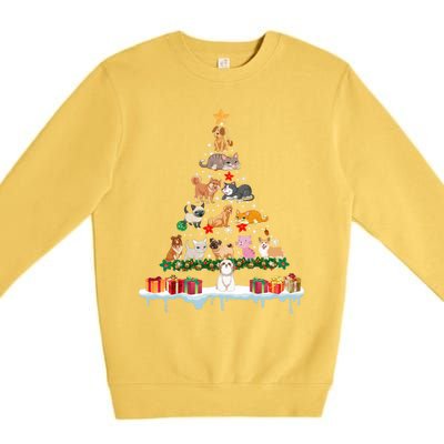 Merry Christmas For Women Xmas Santa Tree Pet Animal Long Sleeve Premium Crewneck Sweatshirt