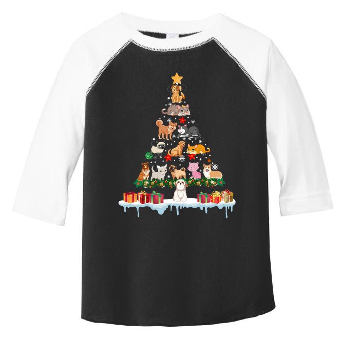 Merry Christmas For Women Xmas Santa Tree Pet Animal Long Sleeve Toddler Fine Jersey T-Shirt