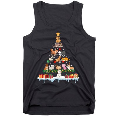 Merry Christmas For Women Xmas Santa Tree Pet Animal Long Sleeve Tank Top