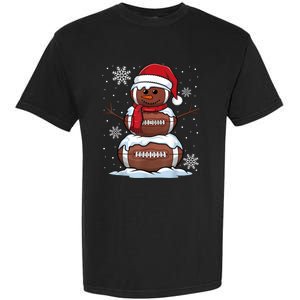 Merry Christmas Football Snowman Holiday Sports Xmas Pajamas Garment-Dyed Heavyweight T-Shirt