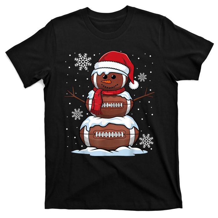 Merry Christmas Football Snowman Holiday Sports Xmas Pajamas T-Shirt