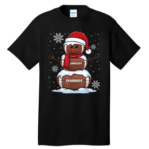 Merry Christmas Football Snowman Holiday Sports Xmas Pajamas Tall T-Shirt