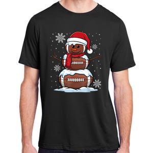 Merry Christmas Football Snowman Holiday Sports Xmas Pajamas Adult ChromaSoft Performance T-Shirt