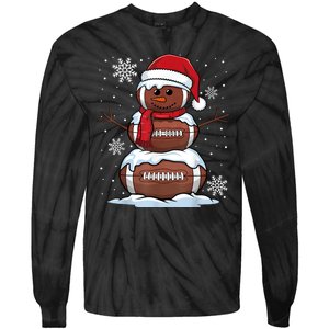 Merry Christmas Football Snowman Holiday Sports Xmas Pajamas Tie-Dye Long Sleeve Shirt