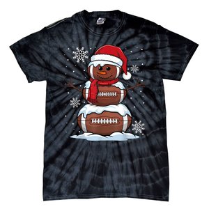 Merry Christmas Football Snowman Holiday Sports Xmas Pajamas Tie-Dye T-Shirt