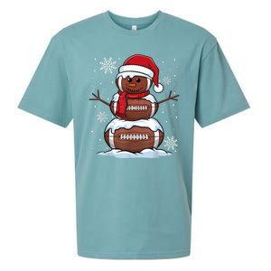 Merry Christmas Football Snowman Holiday Sports Xmas Pajamas Sueded Cloud Jersey T-Shirt