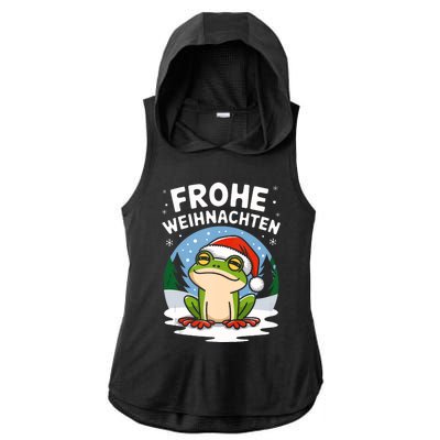 Merry Christmas Frog Frohe Weihnachten Tank Top Ladies PosiCharge Tri-Blend Wicking Draft Hoodie Tank