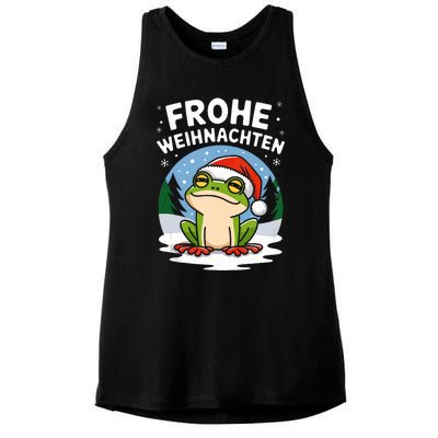 Merry Christmas Frog Frohe Weihnachten Tank Top Ladies PosiCharge Tri-Blend Wicking Tank