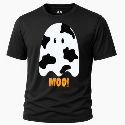 Moo Cute Funny Cow Print Ghost Halloween Tee Performance Shirt