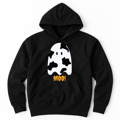 Moo Cute Funny Cow Print Ghost Halloween Tee Hoodie