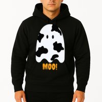 Moo Cute Funny Cow Print Ghost Halloween Tee Hoodie