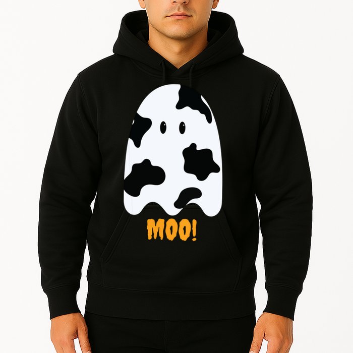 Moo Cute Funny Cow Print Ghost Halloween Tee Hoodie