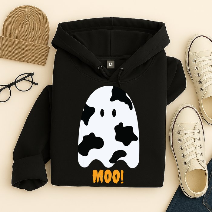 Moo Cute Funny Cow Print Ghost Halloween Tee Hoodie