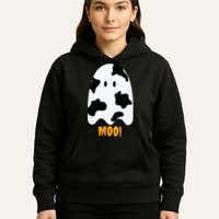 Moo Cute Funny Cow Print Ghost Halloween Tee Hoodie