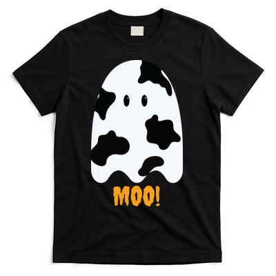 Moo Cute Funny Cow Print Ghost Halloween Tee T-Shirt