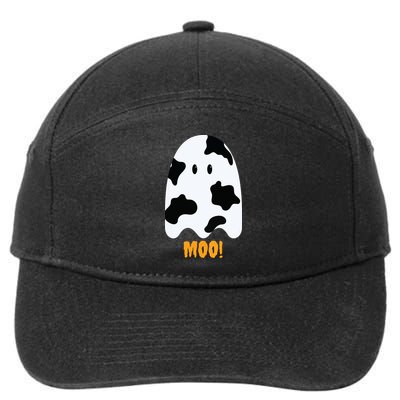 Moo Cute Funny Cow Print Ghost Halloween Tee 7-Panel Snapback Hat