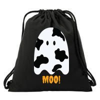 Moo Cute Funny Cow Print Ghost Halloween Tee Drawstring Bag