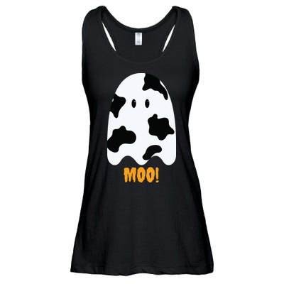 Moo Cute Funny Cow Print Ghost Halloween Tee Ladies Essential Flowy Tank