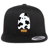 Moo Cute Funny Cow Print Ghost Halloween Tee Flatbill Hat