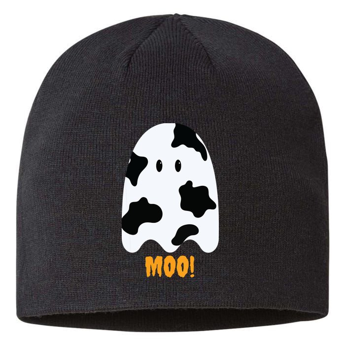 Moo Cute Funny Cow Print Ghost Halloween Tee Sustainable Beanie