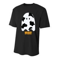 Moo Cute Funny Cow Print Ghost Halloween Tee Youth Performance Sprint T-Shirt