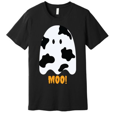 Moo Cute Funny Cow Print Ghost Halloween Tee Premium T-Shirt