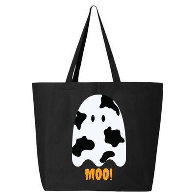 Moo Cute Funny Cow Print Ghost Halloween Tee 25L Jumbo Tote