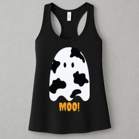 Moo Cute Funny Cow Print Ghost Halloween Tee Womens Tank Top