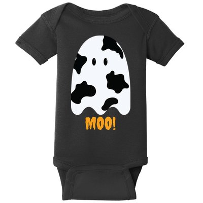 Moo Cute Funny Cow Print Ghost Halloween Tee Baby Bodysuit