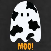 Moo Cute Funny Cow Print Ghost Halloween Tee Hat