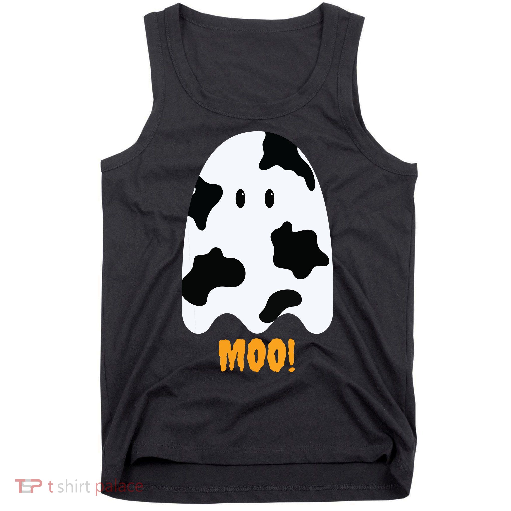 Moo Cute Funny Cow Print Ghost Halloween Tee Tank Top