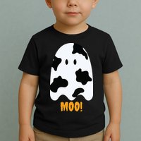 Moo Cute Funny Cow Print Ghost Halloween Tee Toddler T-Shirt