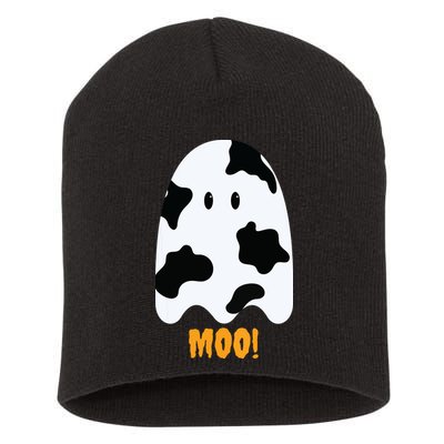 Moo Cute Funny Cow Print Ghost Halloween Tee Short Acrylic Beanie