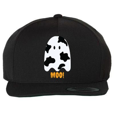 Moo Cute Funny Cow Print Ghost Halloween Tee Wool Snapback Cap