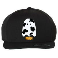 Moo Cute Funny Cow Print Ghost Halloween Tee Wool Snapback Cap