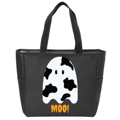Moo Cute Funny Cow Print Ghost Halloween Tee Zip Tote Bag