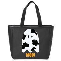 Moo Cute Funny Cow Print Ghost Halloween Tee Zip Tote Bag