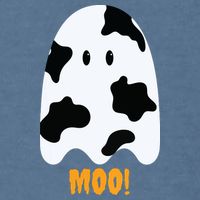 Moo Cute Funny Cow Print Ghost Halloween Tee Garment-Dyed Sweatshirt