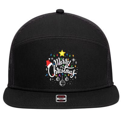 Merry Christmas Family Funny Christmas Xmas 7 Panel Mesh Trucker Snapback Hat