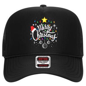 Merry Christmas Family Funny Christmas Xmas High Crown Mesh Back Trucker Hat