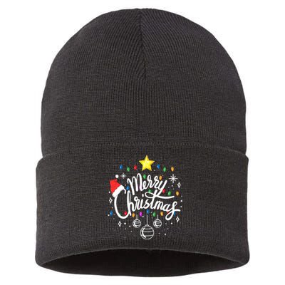 Merry Christmas Family Funny Christmas Xmas Sustainable Knit Beanie