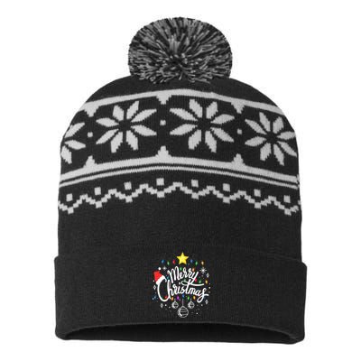 Merry Christmas Family Funny Christmas Xmas USA-Made Snowflake Beanie