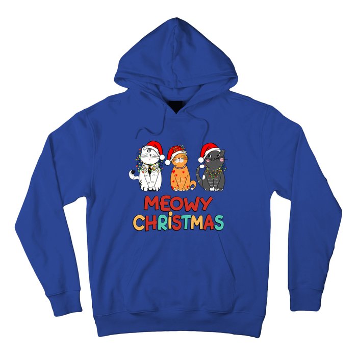 Meowy Christmas Funny Kitten Cat Kitty Lights Xmas Cute Gift Hoodie