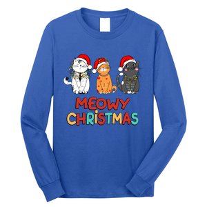 Meowy Christmas Funny Kitten Cat Kitty Lights Xmas Cute Gift Long Sleeve Shirt