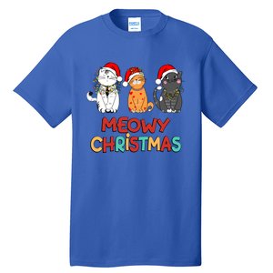 Meowy Christmas Funny Kitten Cat Kitty Lights Xmas Cute Gift Tall T-Shirt