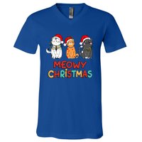 Meowy Christmas Funny Kitten Cat Kitty Lights Xmas Cute Gift V-Neck T-Shirt