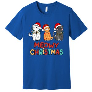 Meowy Christmas Funny Kitten Cat Kitty Lights Xmas Cute Gift Premium T-Shirt