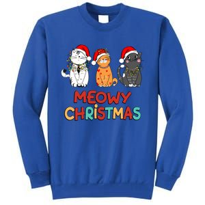 Meowy Christmas Funny Kitten Cat Kitty Lights Xmas Cute Gift Tall Sweatshirt